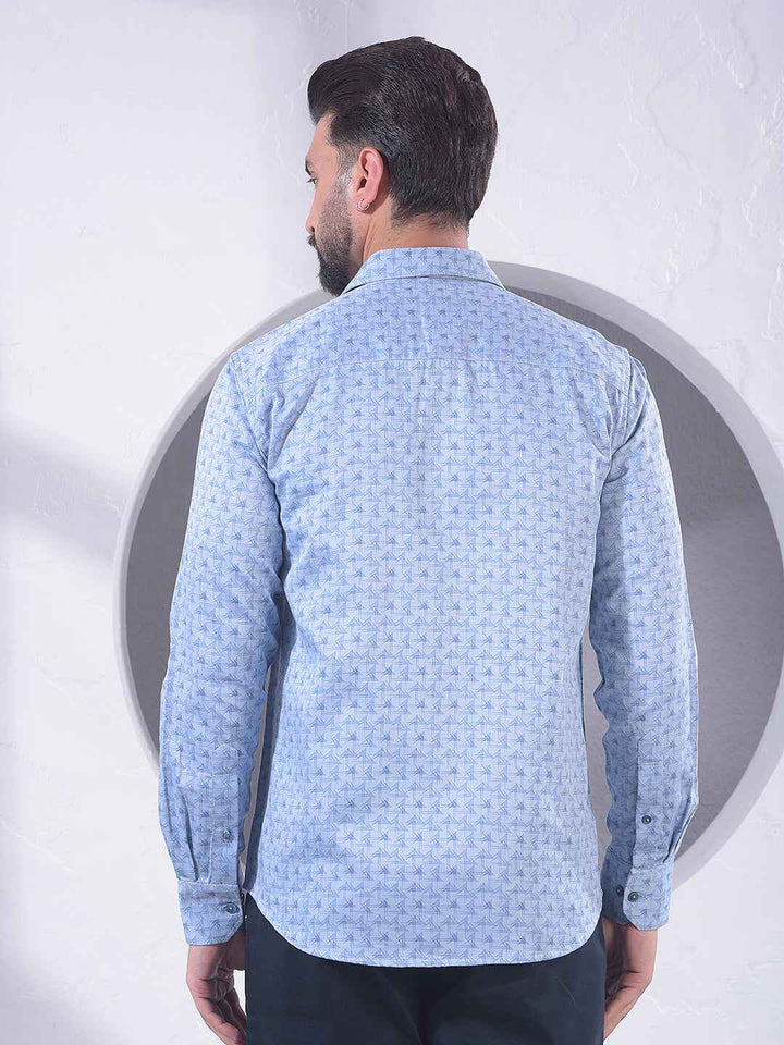 Blue Minimal Printed Shirt