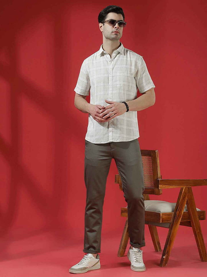 Olive Green Stretch Smart Trousers