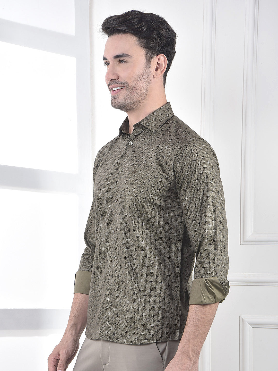 Modern Geo Olive Shirt