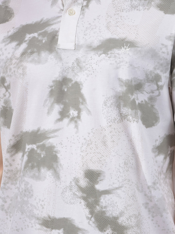Olive Printed Polo-Neck T-Shirt
