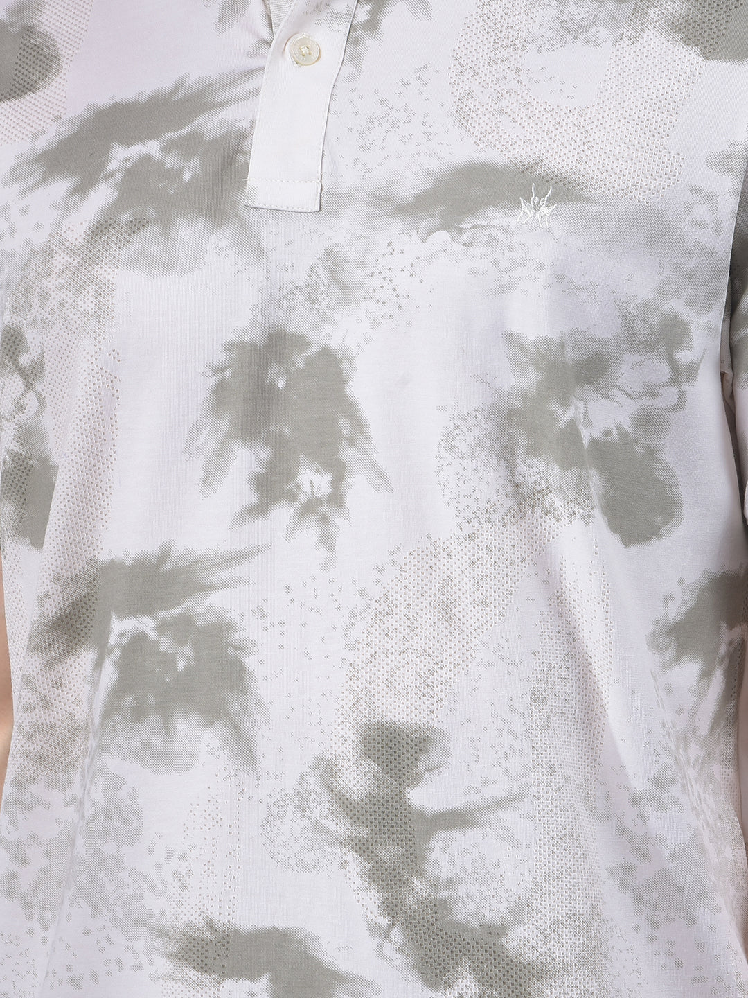 Olive Printed Polo-Neck T-Shirt