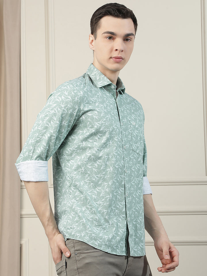 Green Floral Print Shirt