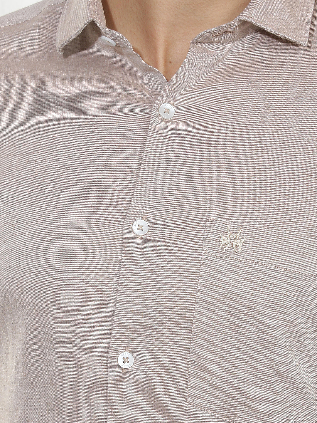 Classic Brown Casual Linen Shirt