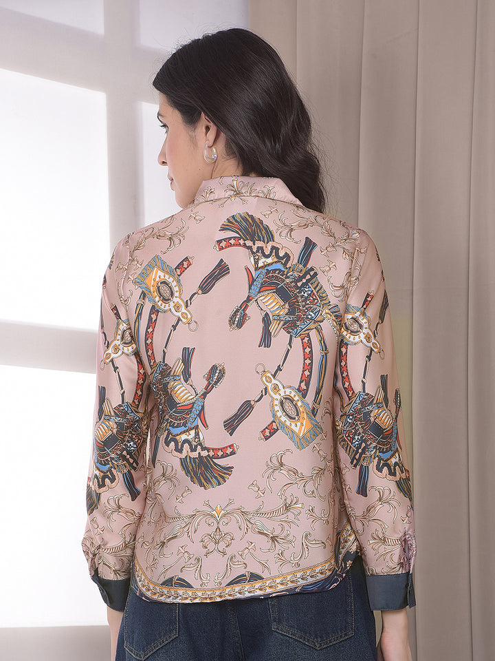 Multi-Color Botanical Print Shirt