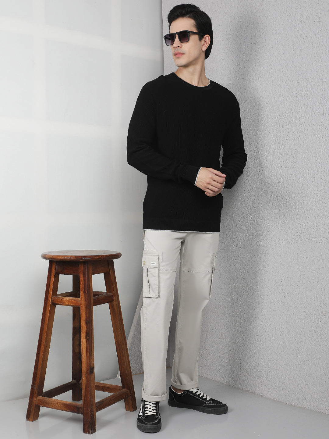 Black Oversized Round Neck Sweater