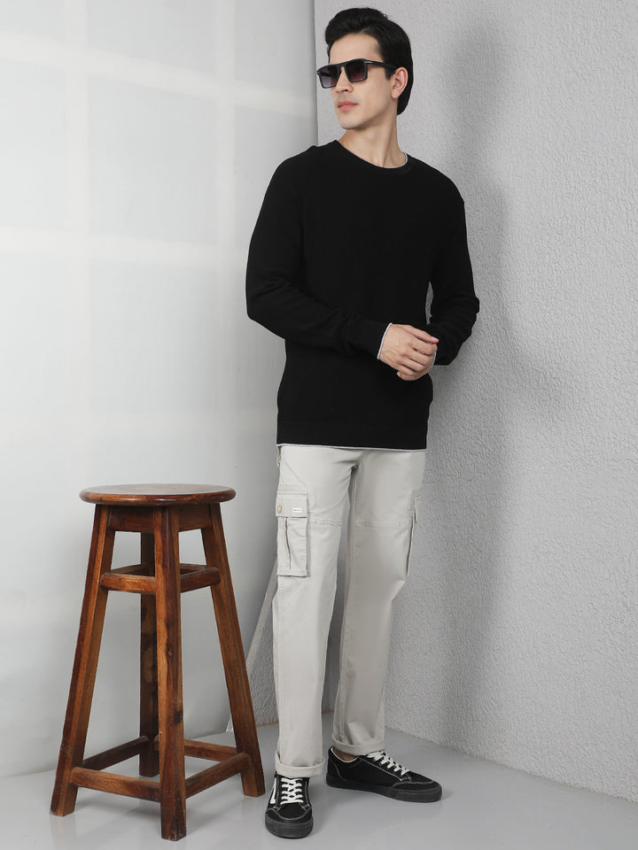 Black Oversized Round Neck Sweater