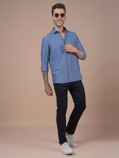 Blue Textured Shirt