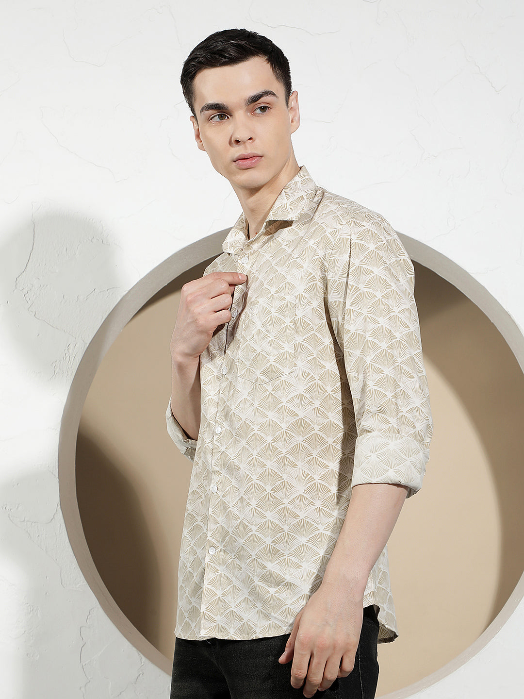 Modern Warm Tan Printed Shirt