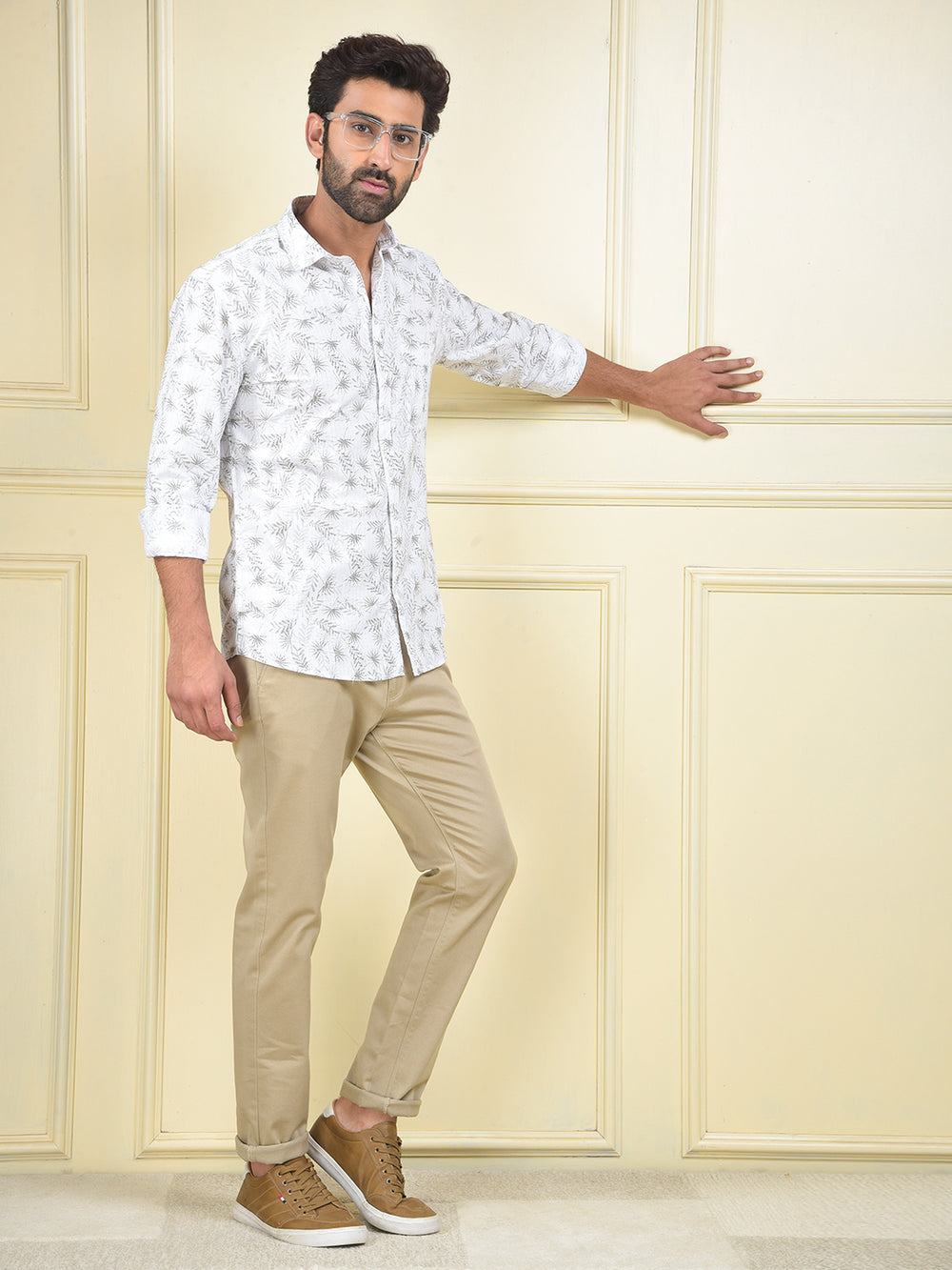 Clean Cut White Floral Print Shirt