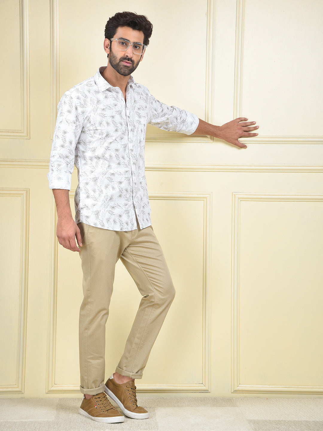 Clean Cut White Floral Print Shirt