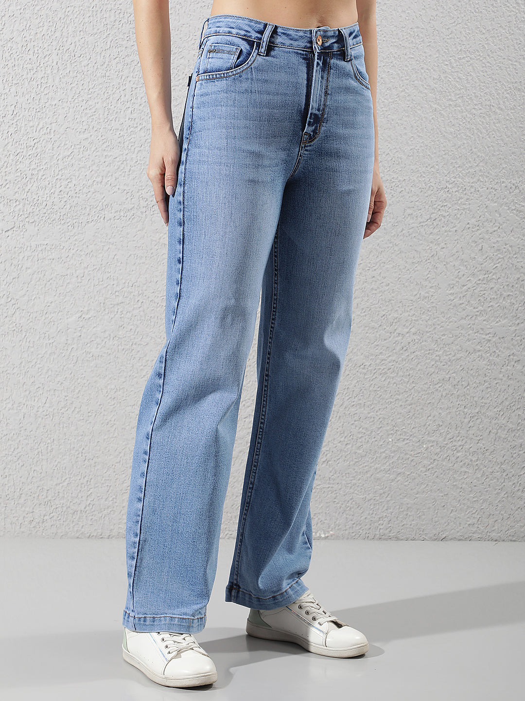 Luxe Royal Blue Wide-Leg Jeans