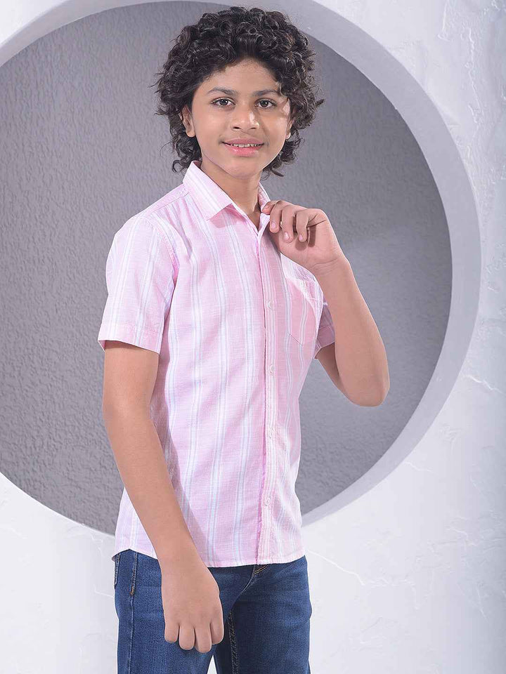 Pink Vertical Stripes 100% Cotton Shirt