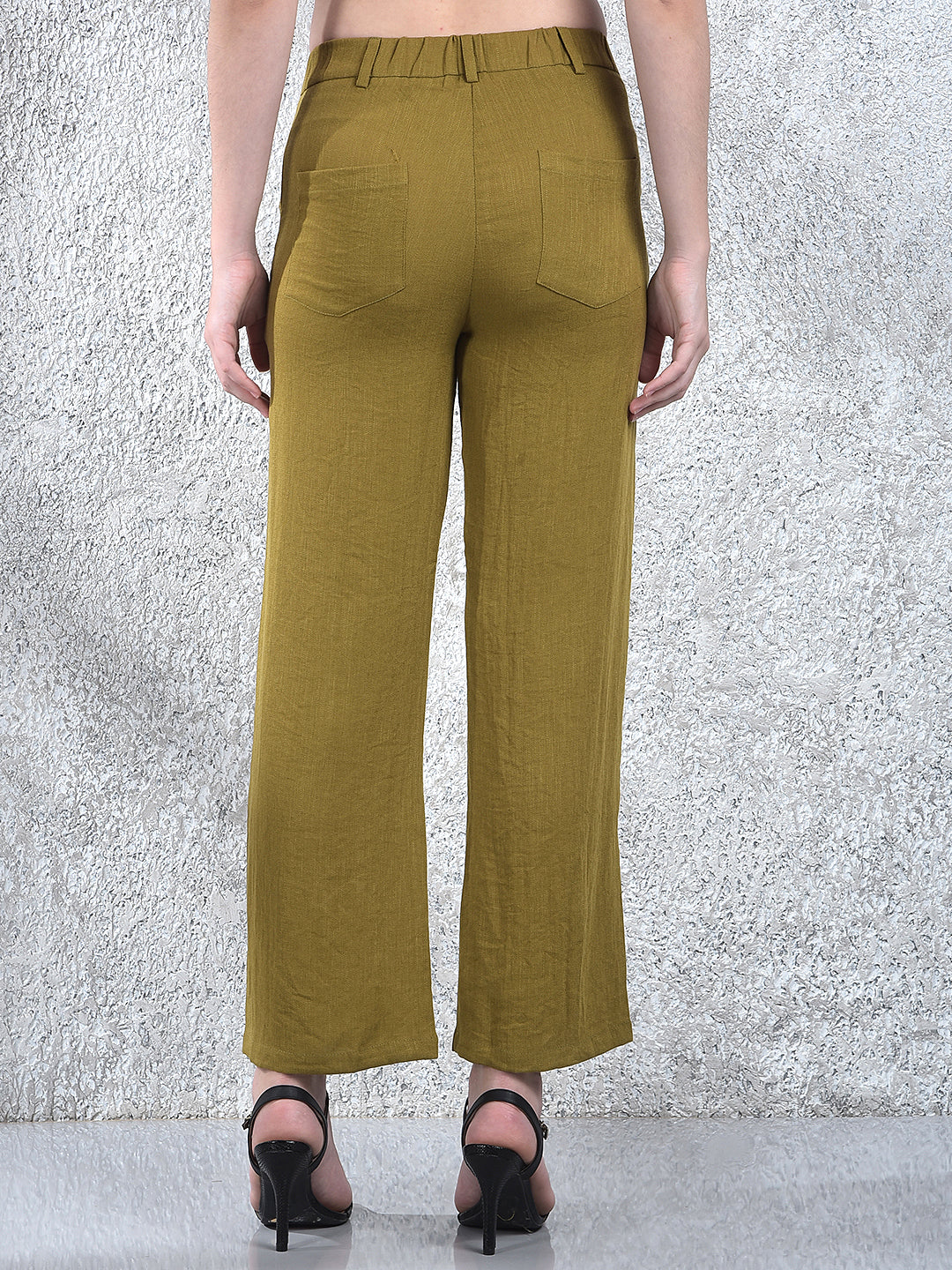 Olive Breeze Wide-Leg Trousers