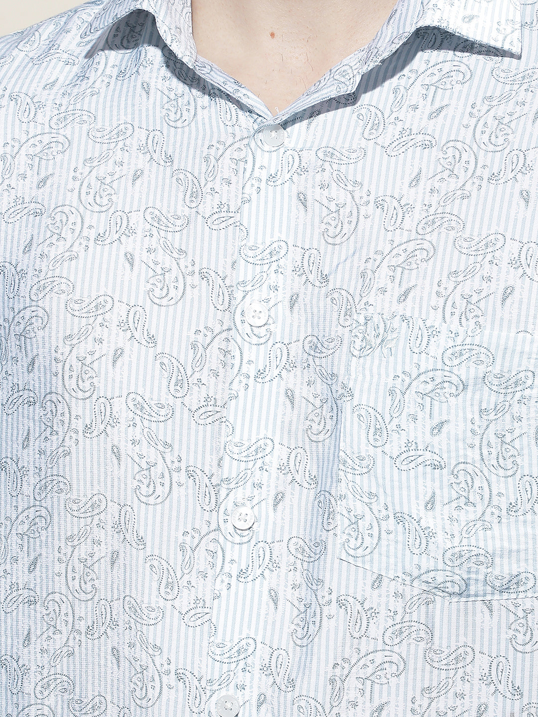 Relaxed Pacific Blue Printed Shirt