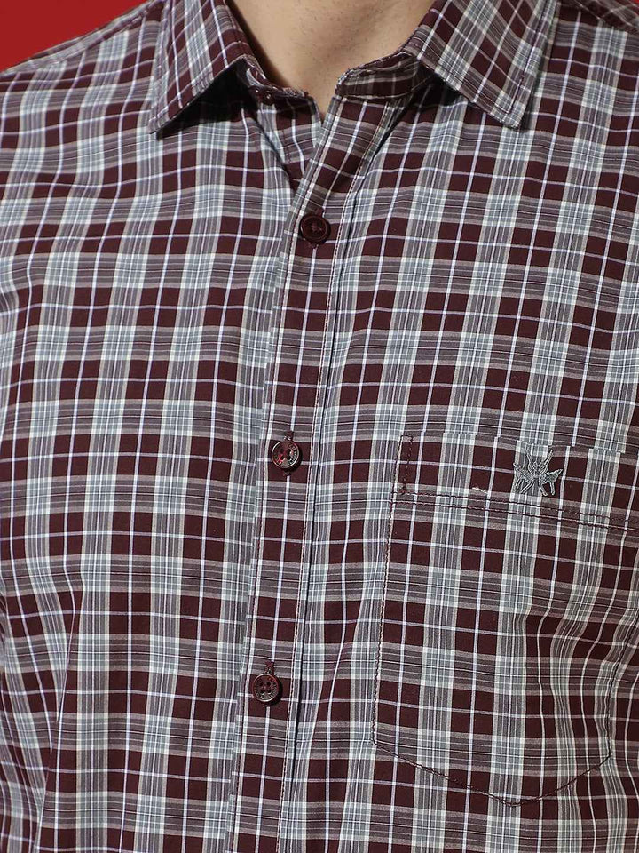 100% Cotton Wine Checked Shirt