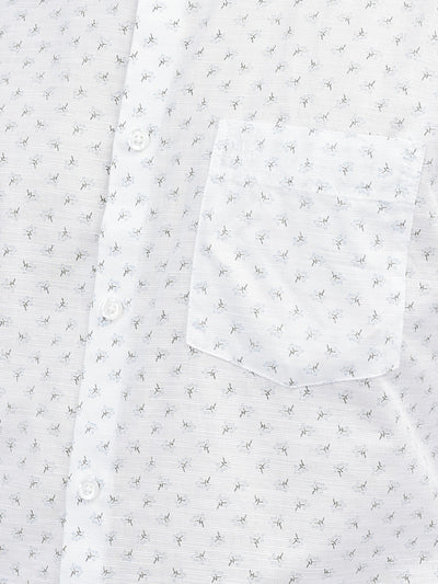 White Floral Print 100% Cotton Shirt