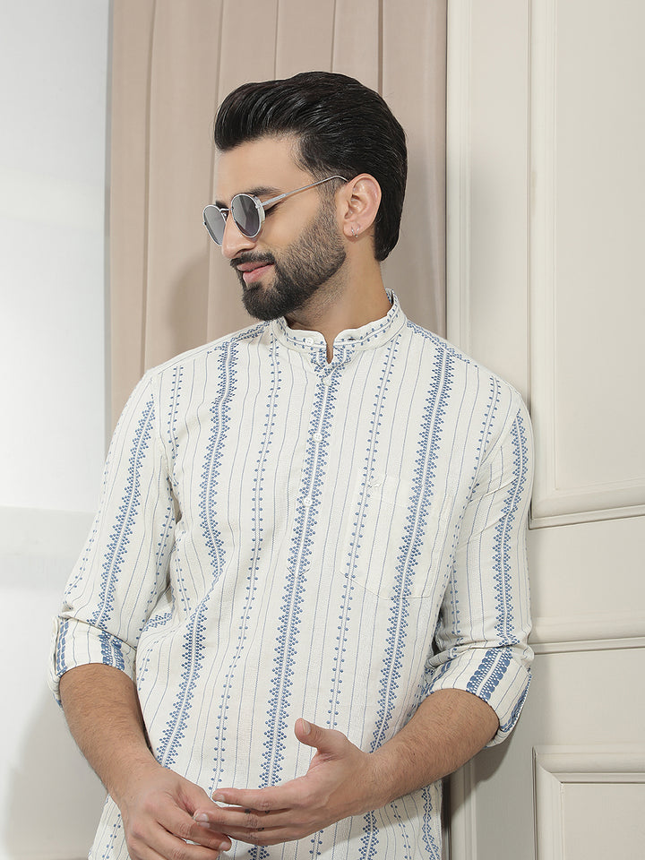 Blue Verical Stripes Shirt