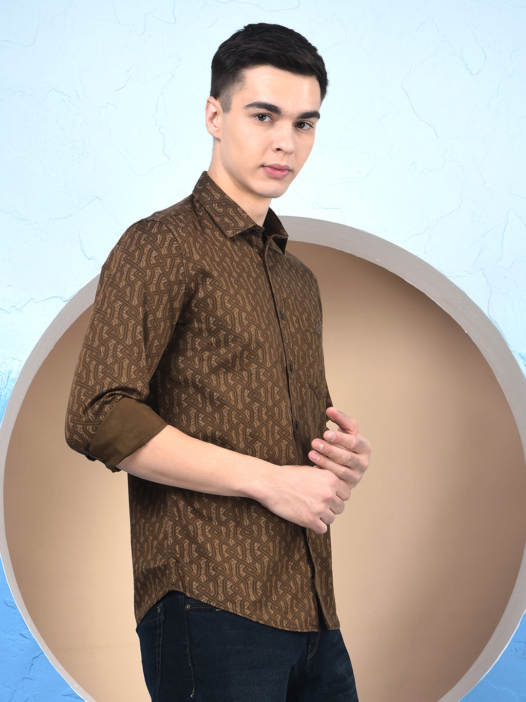 Rustic Brown Printed Shirt