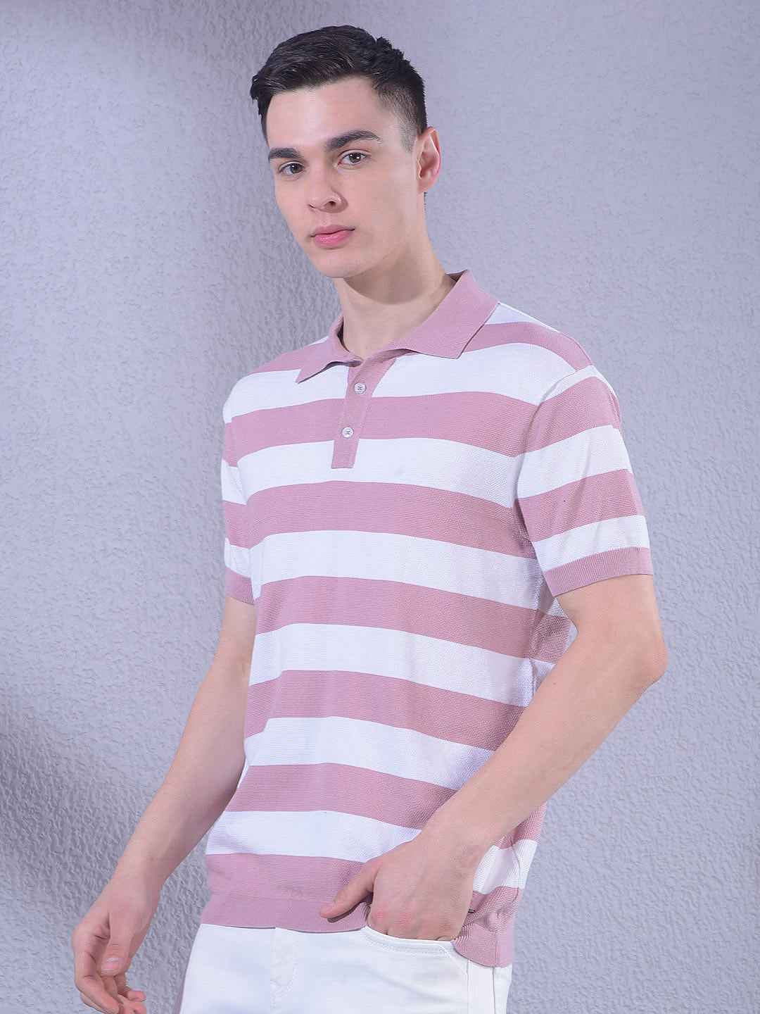 Pink Horizontal Striped T-Shirt