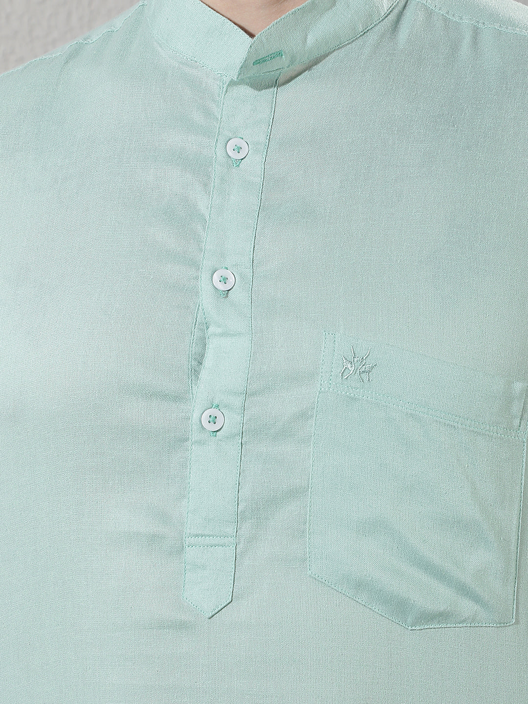 Modern Moss Green Linen Kurta