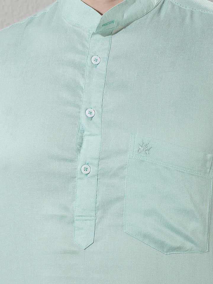Modern Moss Green Linen Kurta