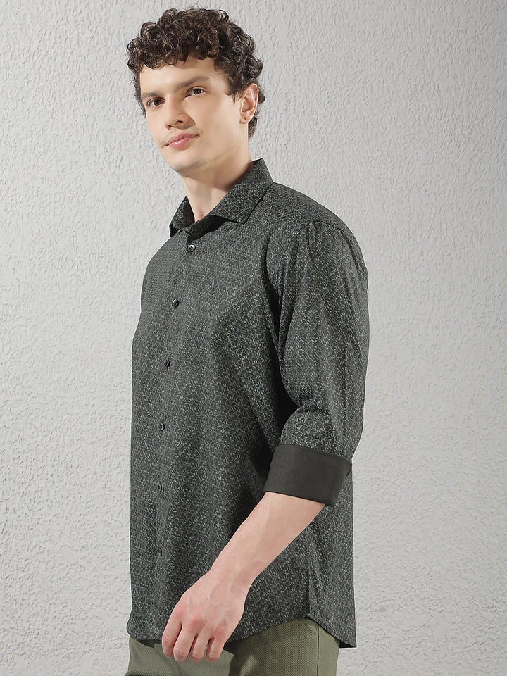 Green Abstract Print Shirt