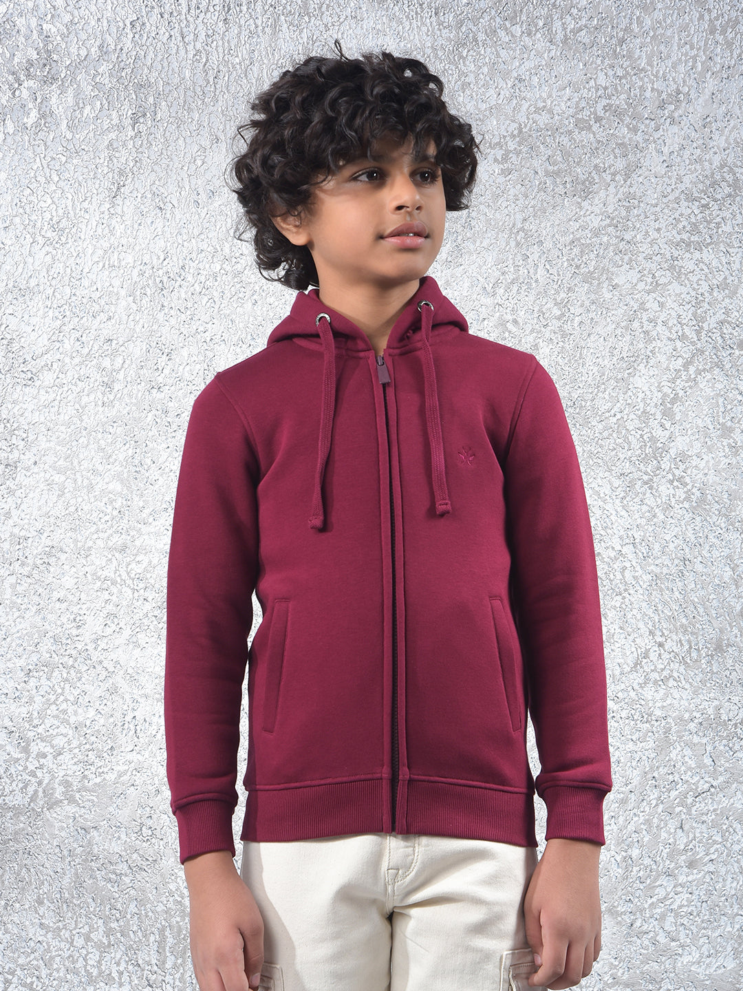 Maroon Hooded Neck Sweatshirt
