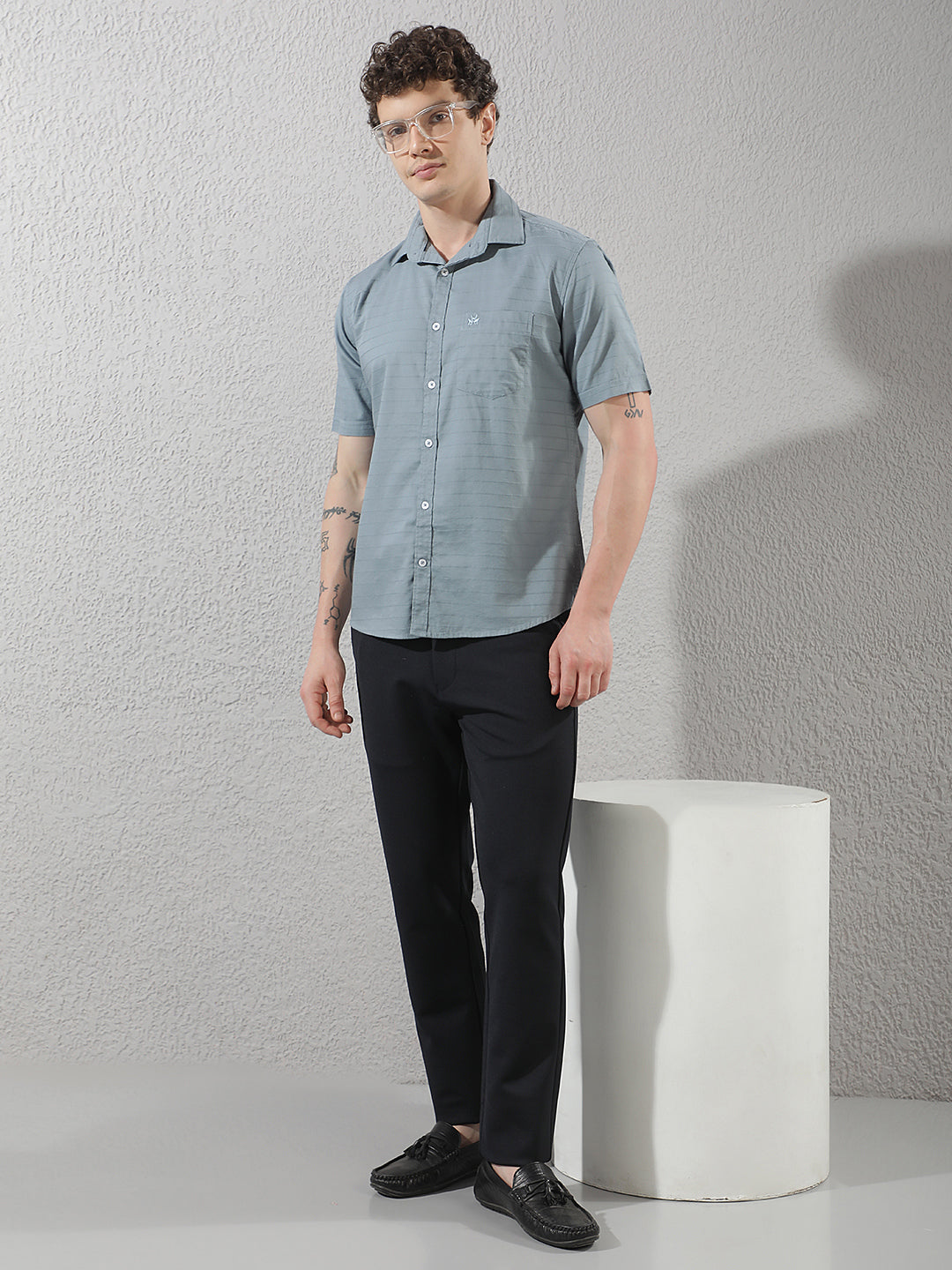 Blue Horizontal Stripes Shirt