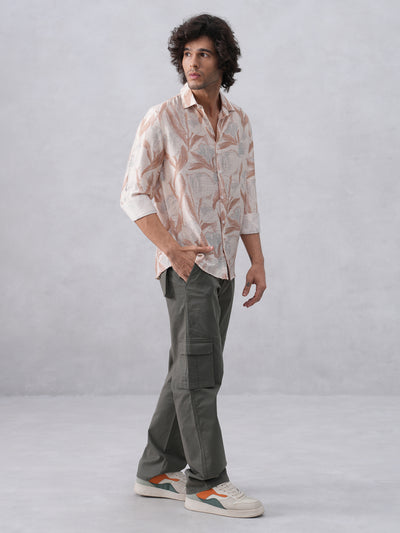 Peach Floral Print Shirt