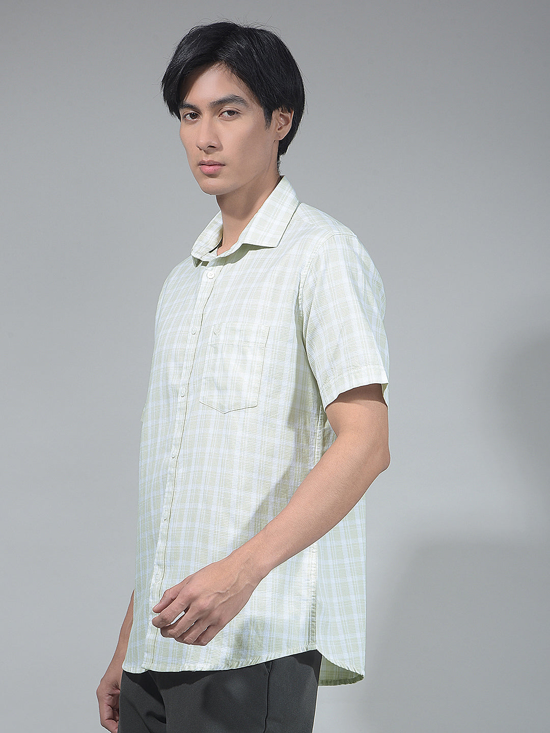 Cream Checked 100% Cotton Shirt