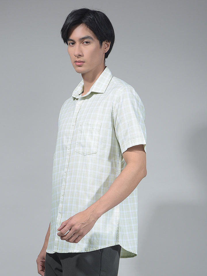 Cream Checked 100% Cotton Shirt