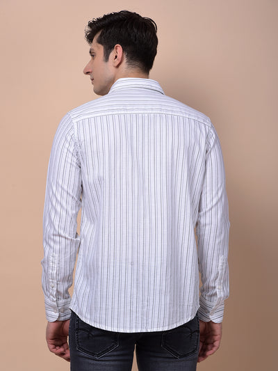 White Vertical Stripes 100% Cotton Shirt