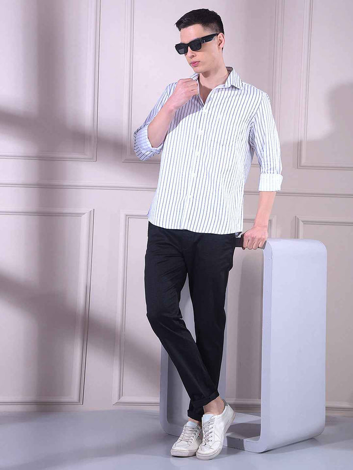 White Vertical Stripes Shirt