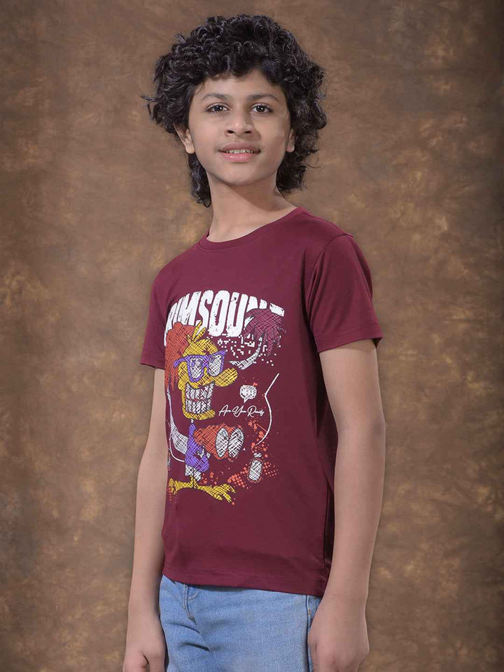 Maroon Graphic Print T-Shirt