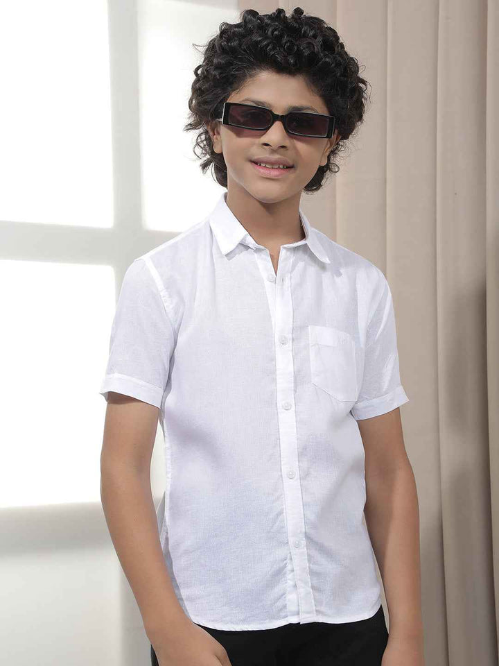 Pure White Linen Casual Shirt