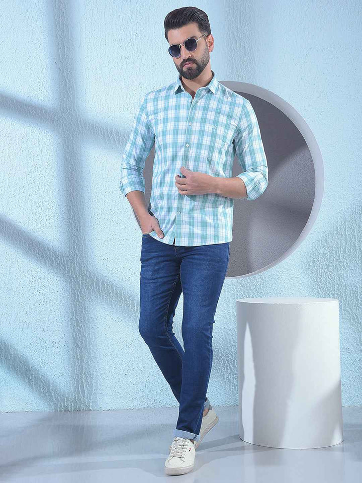 Green Checked 100% Cotton Shirt