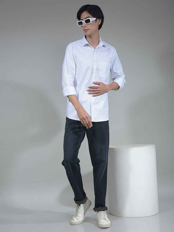 White Floral Print Shirt