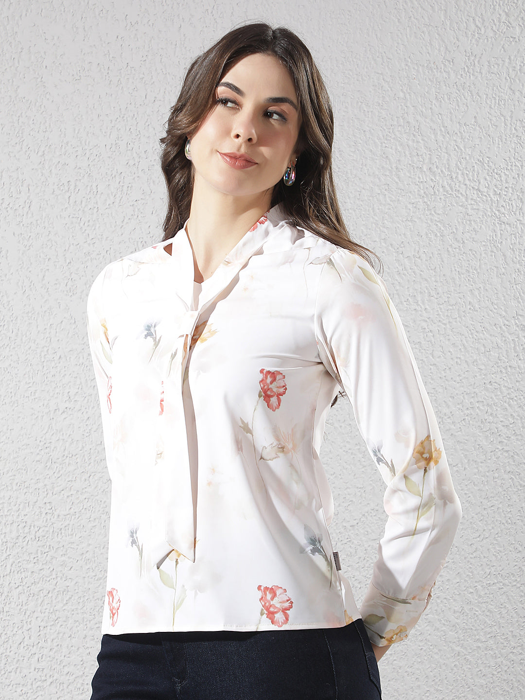 Peach Floral Print Top