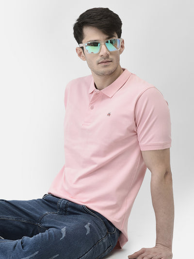 Pink Polo Neck T-Shirt