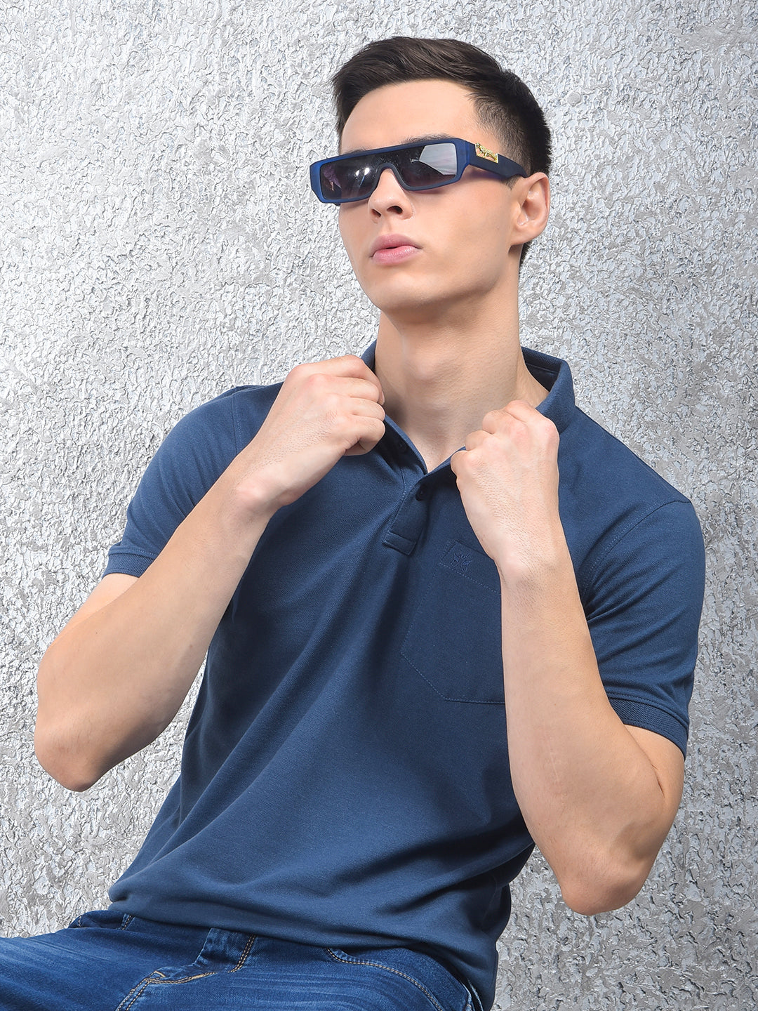 Blue Polo Neck T-Shirt