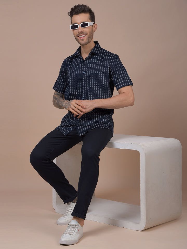 Navy Blue Printed Shirt
