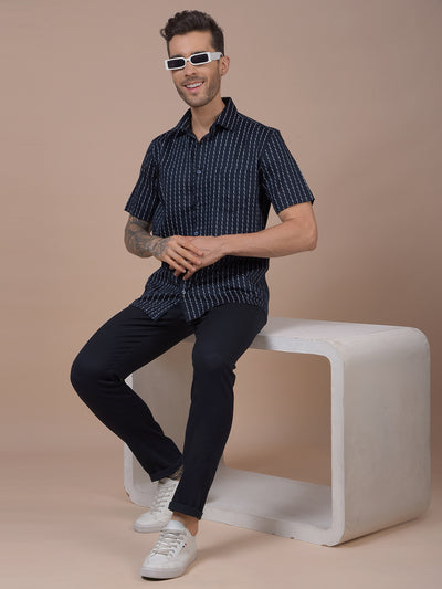 Navy Blue Printed Shirt