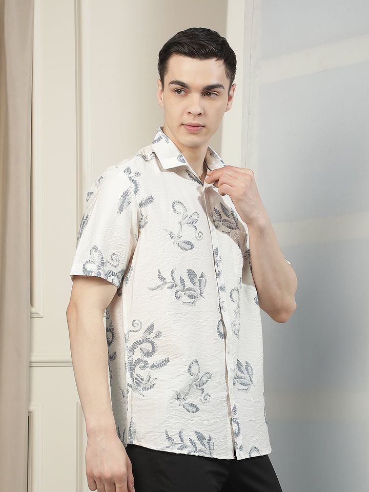 Grey Floral Printed Shirt