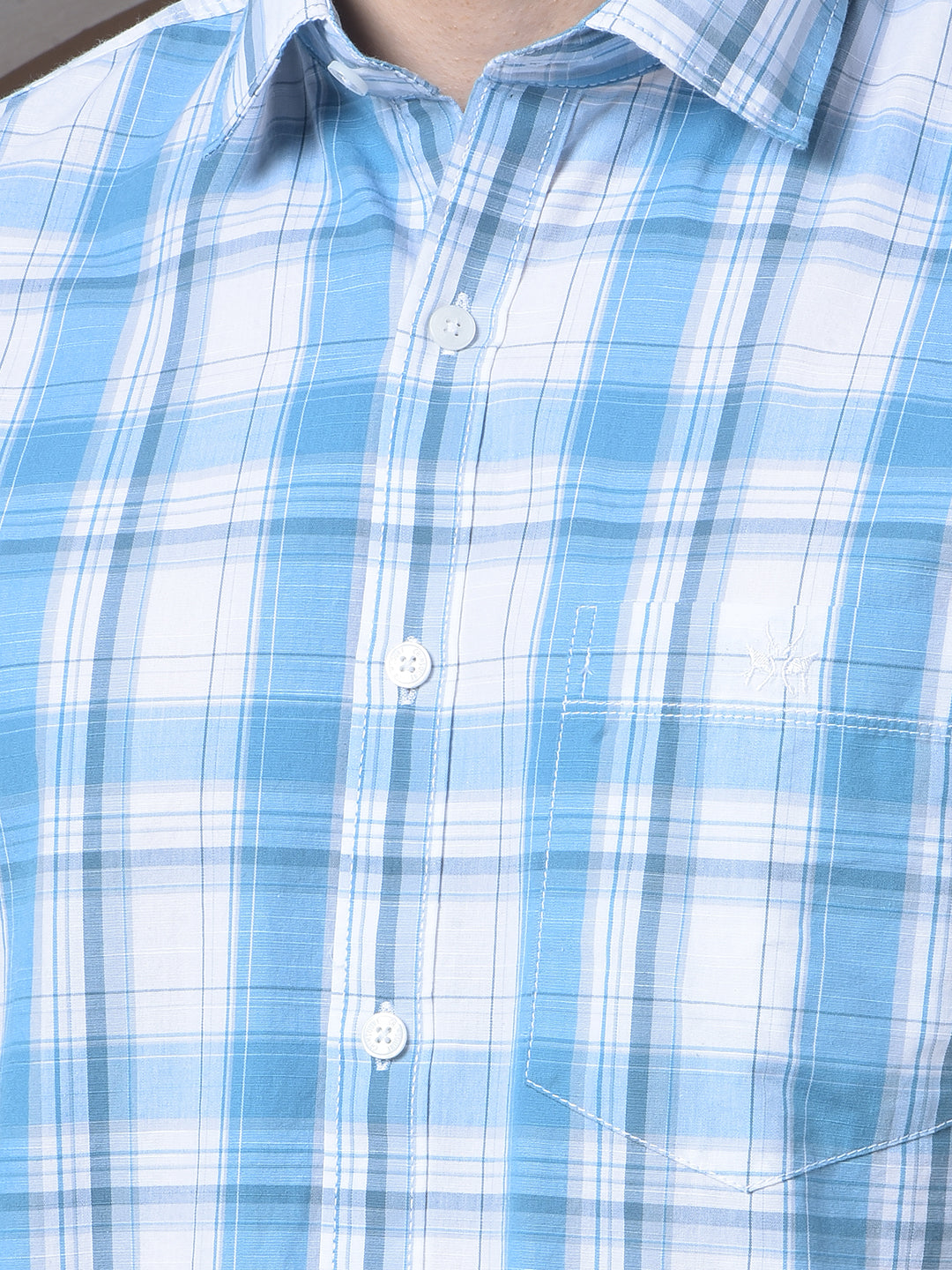 Blue Checked 100% Cotton Shirt