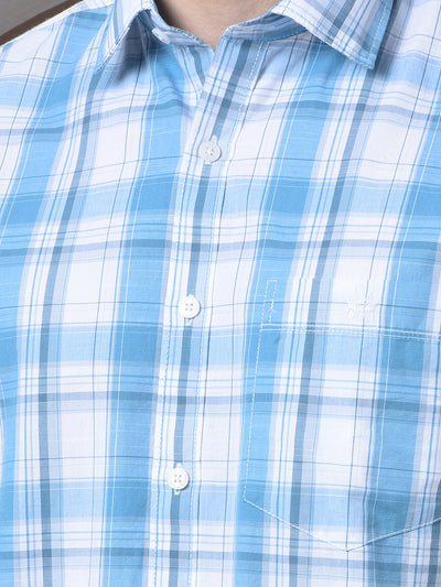 Blue Checked 100% Cotton Shirt