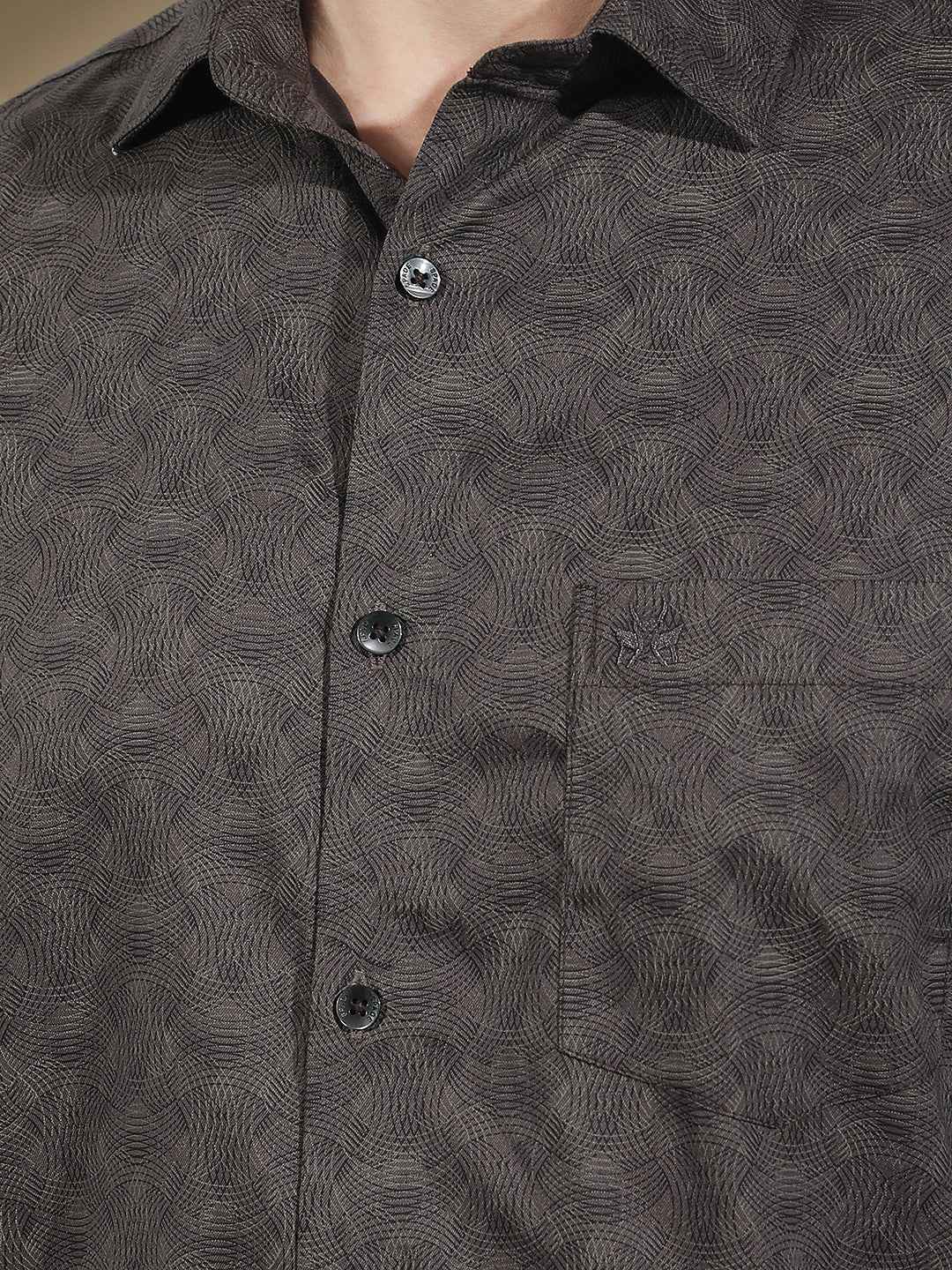 Smart Brown Printed Shirt