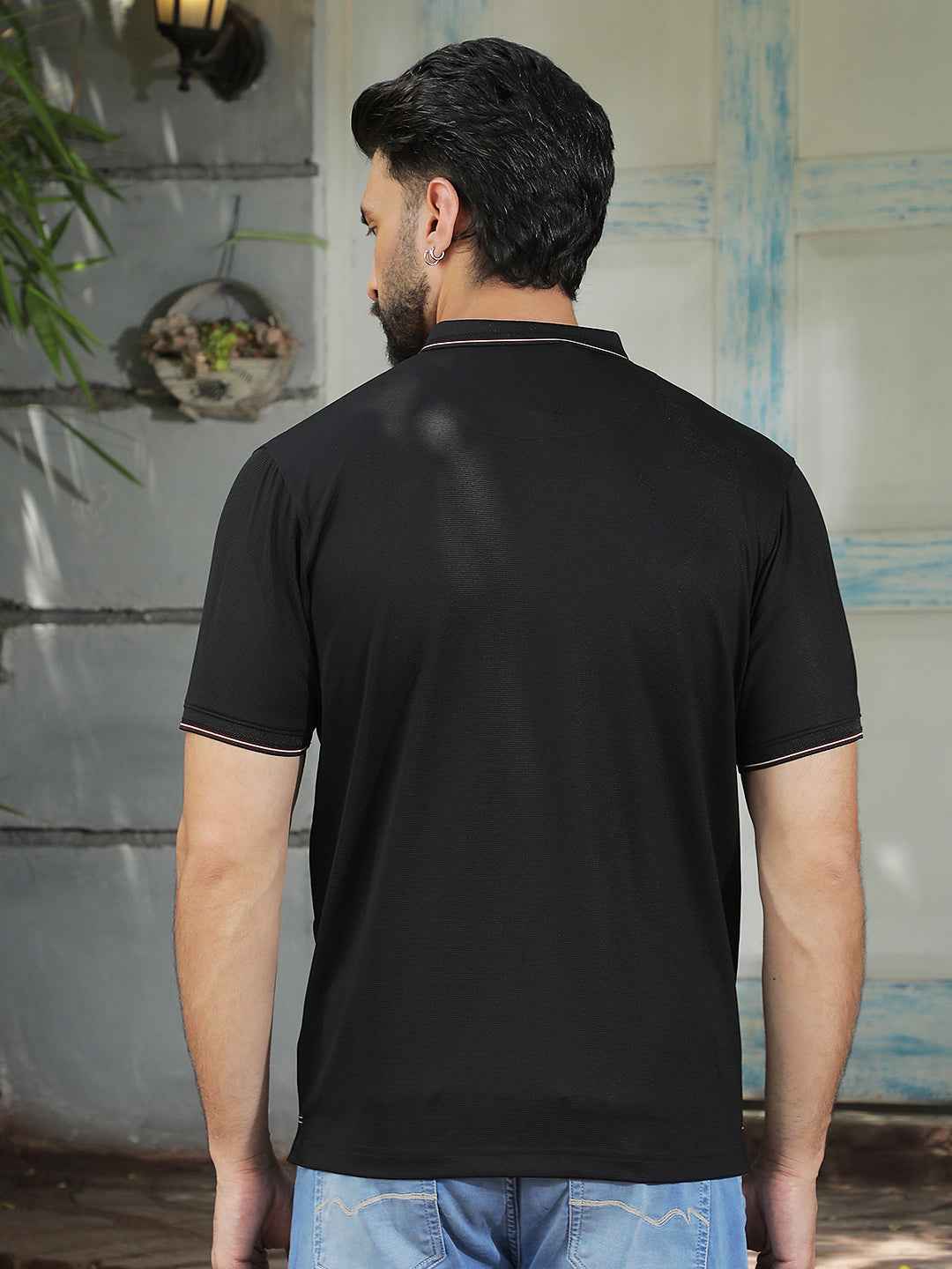 Black Polo Neck T-Shirt