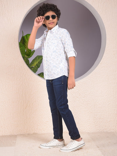 White Floral Print Shirt