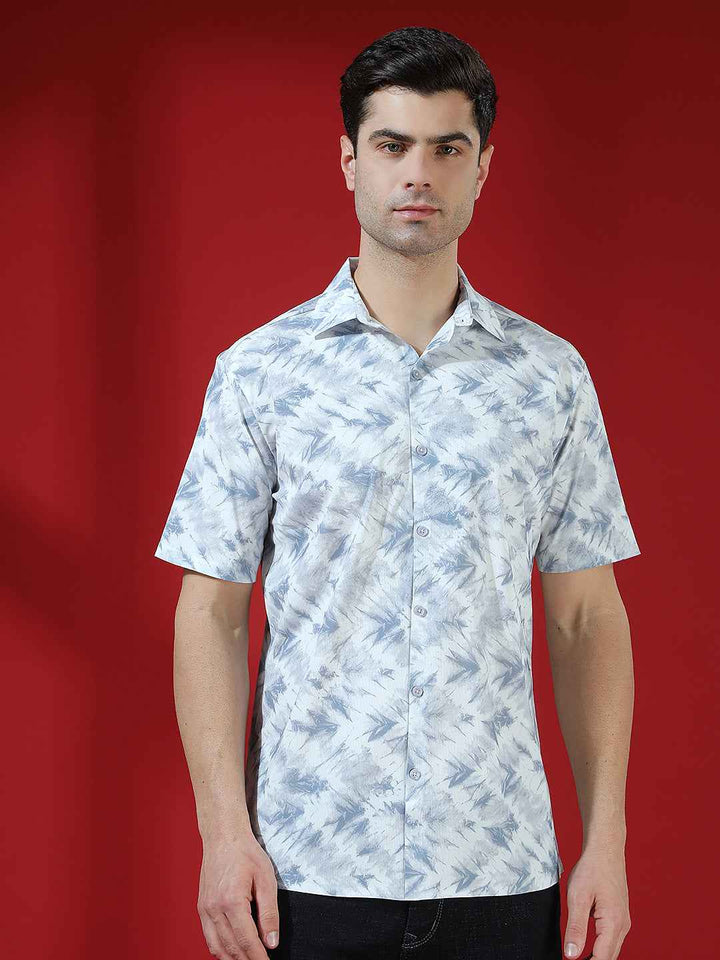 Grey Abstract Print Chic Shirt