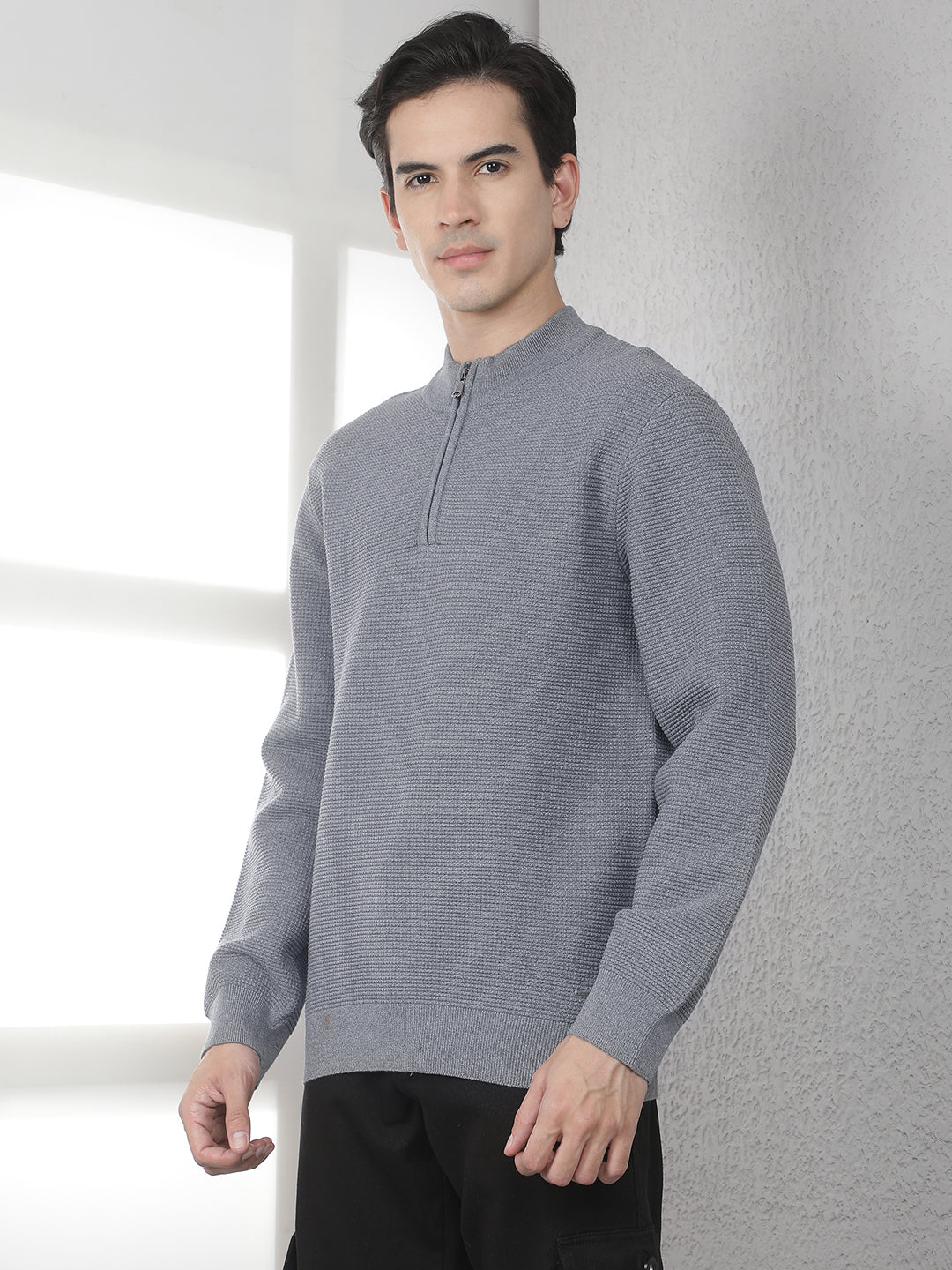 Grey Mock Neck Sweater